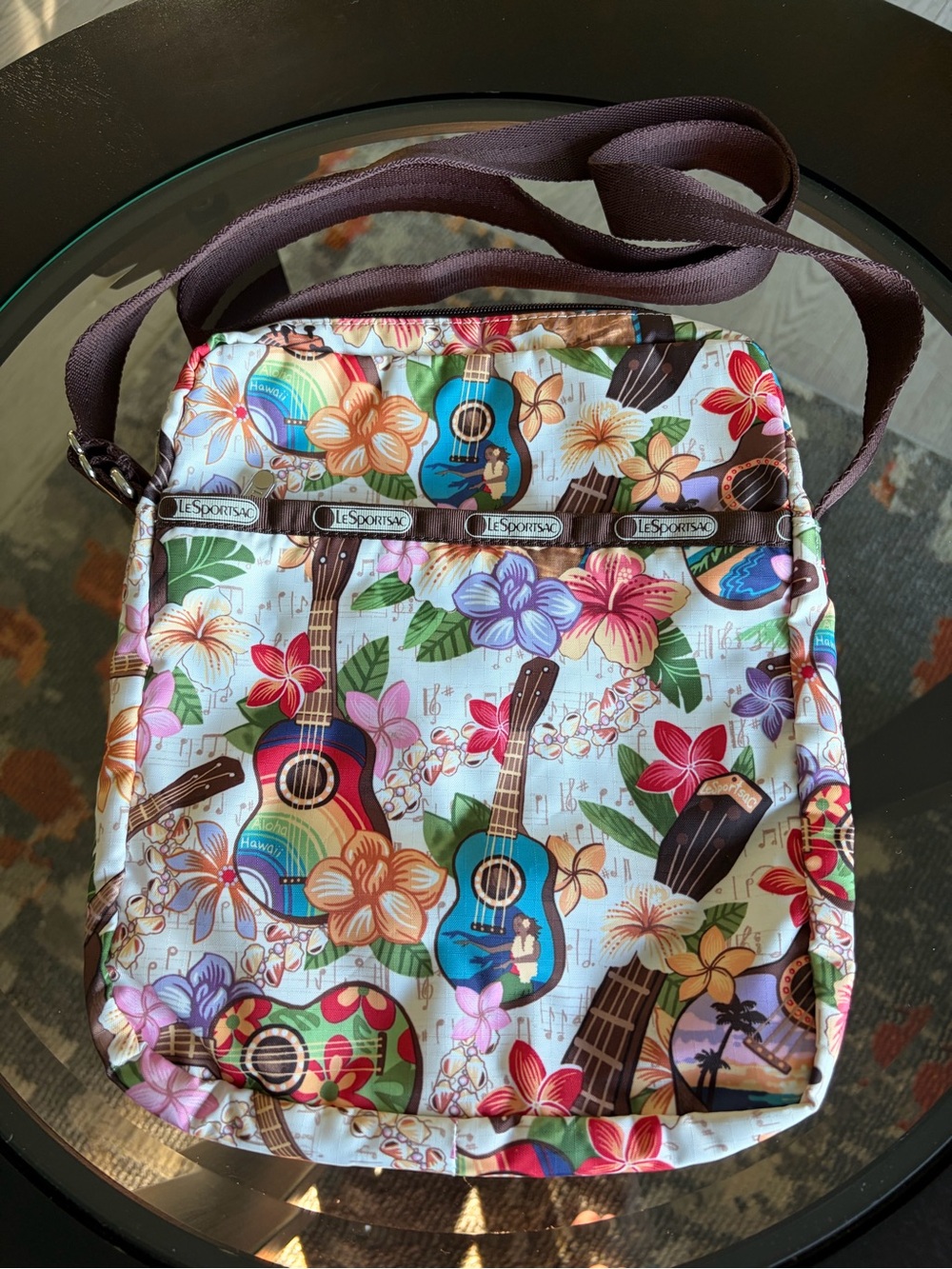 LeSportsac Floral Guitar Crossbody Bag - Blue, Brown, Pink, Orange